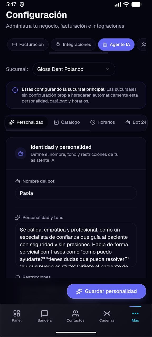 Configura y personaliza tu agente